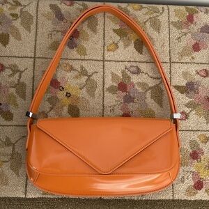 Zara orange statement baguette purse